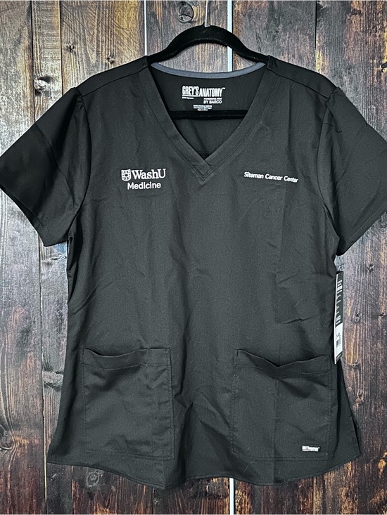Grey's Anatomy Tops - Grey's Anatomy Black V-Neck Scrub Top by WashU & Siteman Cancer Center